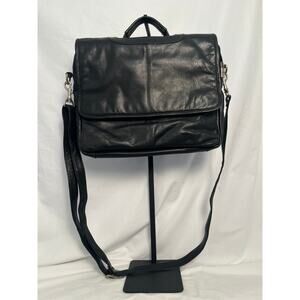 Wilson Leather Black Leather Messenger Bag Crossbody Work Laptop Bag